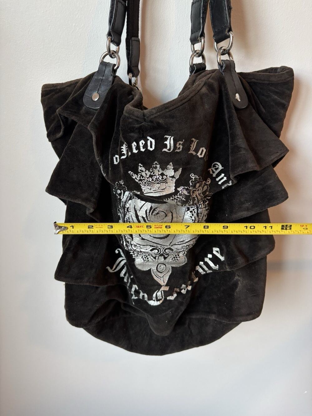 Juicy Couture Vintage Brown Suede Ruffle Slouch Bag